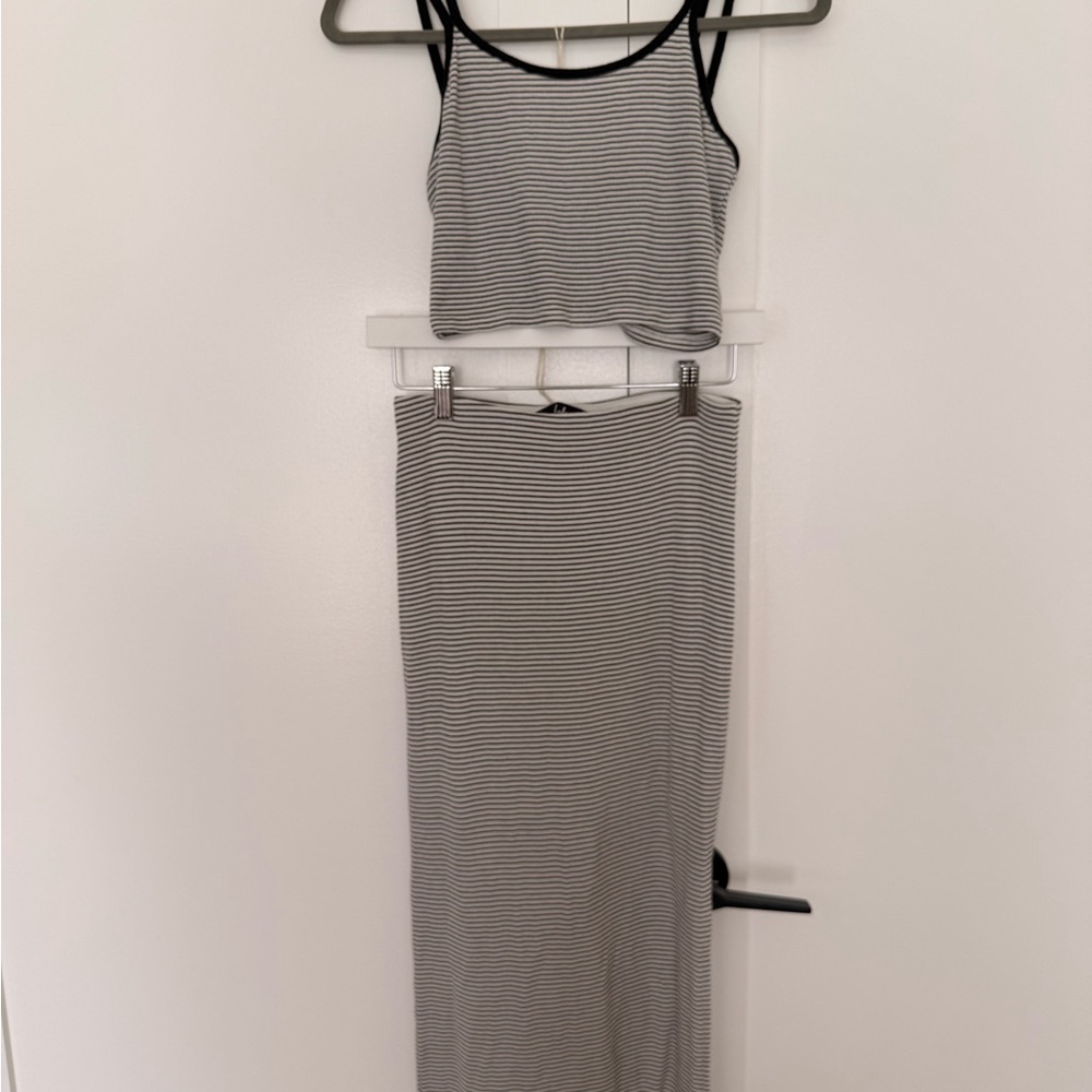 Lulu's Monochrome Striped Maxi Dress Set